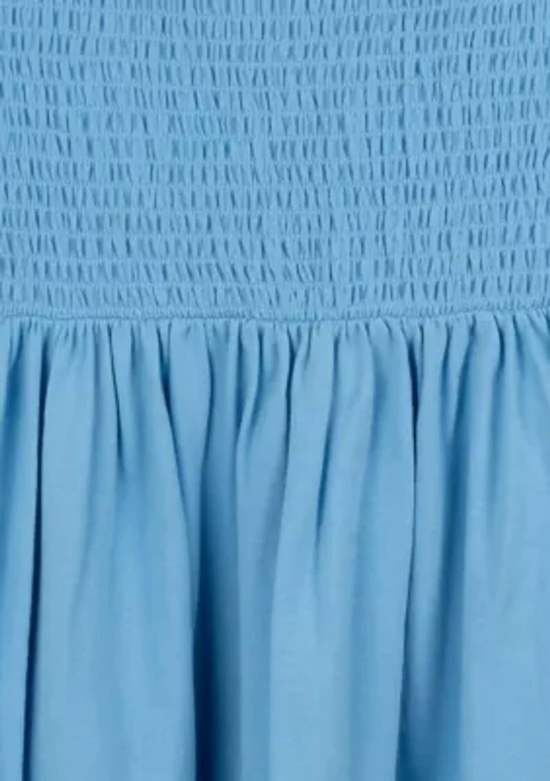 Girls 7-16 Solid Blue Dress