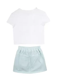 Girls 7-16 Nantucket Graphic Top and Denim Skort Set