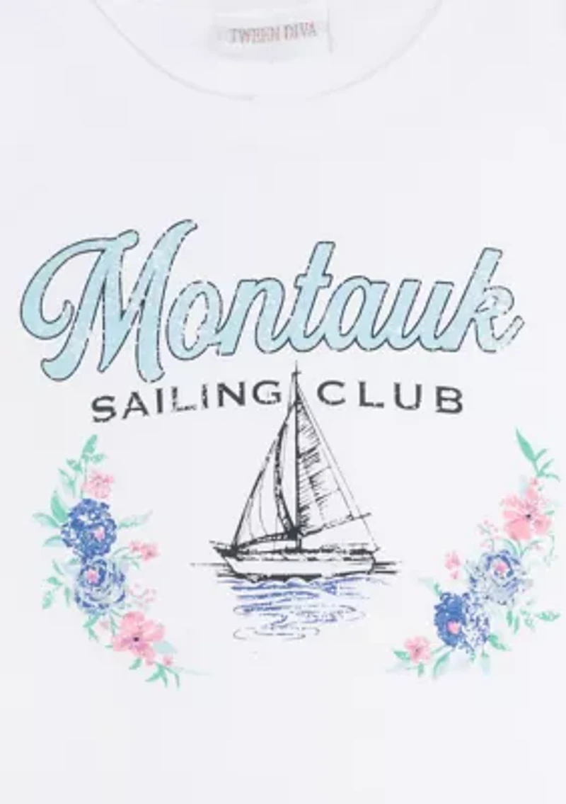 Girls 7-16 Nantucket Graphic Top and Denim Skort Set