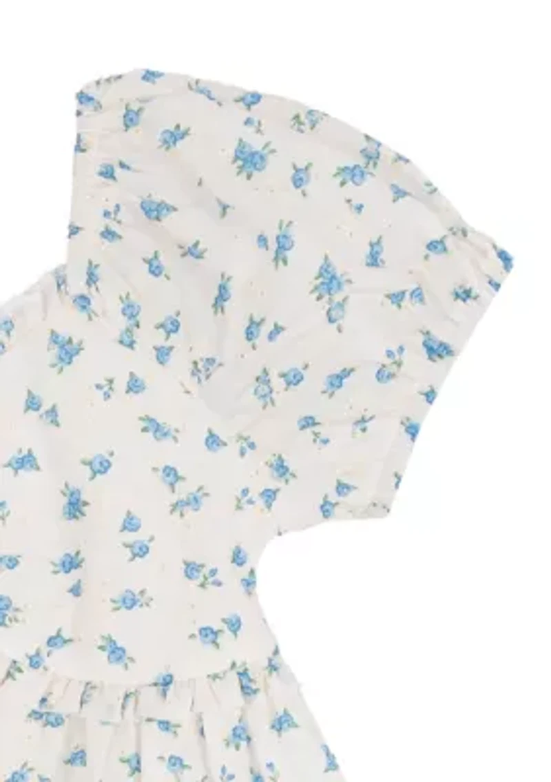 Girls 7-16 Floral Top and Butterfly Jeans Set