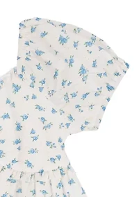 Girls 7-16 Floral Top and Butterfly Jeans Set