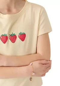 Girls 7-16 Strawberry T-Shirt and Denim Shorts Set