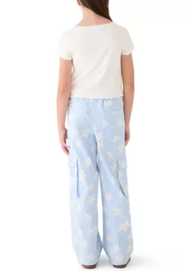 Girls 7-16 Butterfly Top Cargo Pants Set