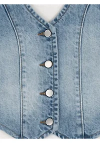 Girls 7-16 Denim Vest and Skort Set