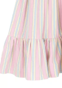 Girls 7-16 Striped Flutter Sleeve Smocked Dress