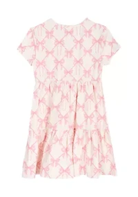 Girls 7-16 Bow Printed Tiered Dress
