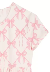 Girls 7-16 Bow Printed Tiered Dress