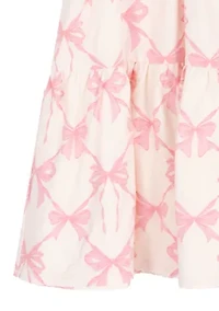 Girls 7-16 Bow Printed Tiered Dress