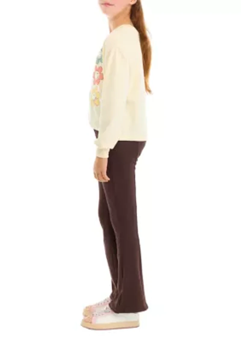 Girls 7-16 Graphic Sweatshirt and Flare Pants Set