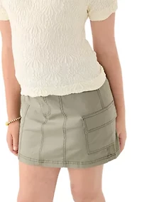 Girls 7-16 Knit Top and Twill Cargo Skort
