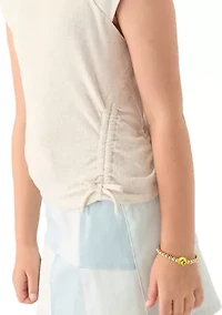 Girls 7-16 Short Sleeve Top and Patchwork Denim Skort
