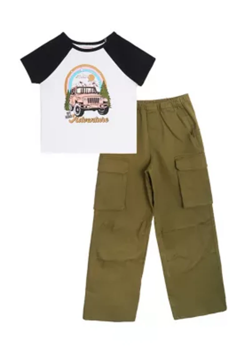 Girls 7-16 Jeep Raglan Graphic T-Shirt and Cargo Pants Set