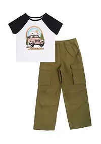 Girls 7-16 Jeep Raglan Graphic T-Shirt and Cargo Pants Set