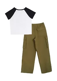 Girls 7-16 Jeep Raglan Graphic T-Shirt and Cargo Pants Set