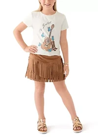 Girls 7-16 Guitar Fringe Skort Set