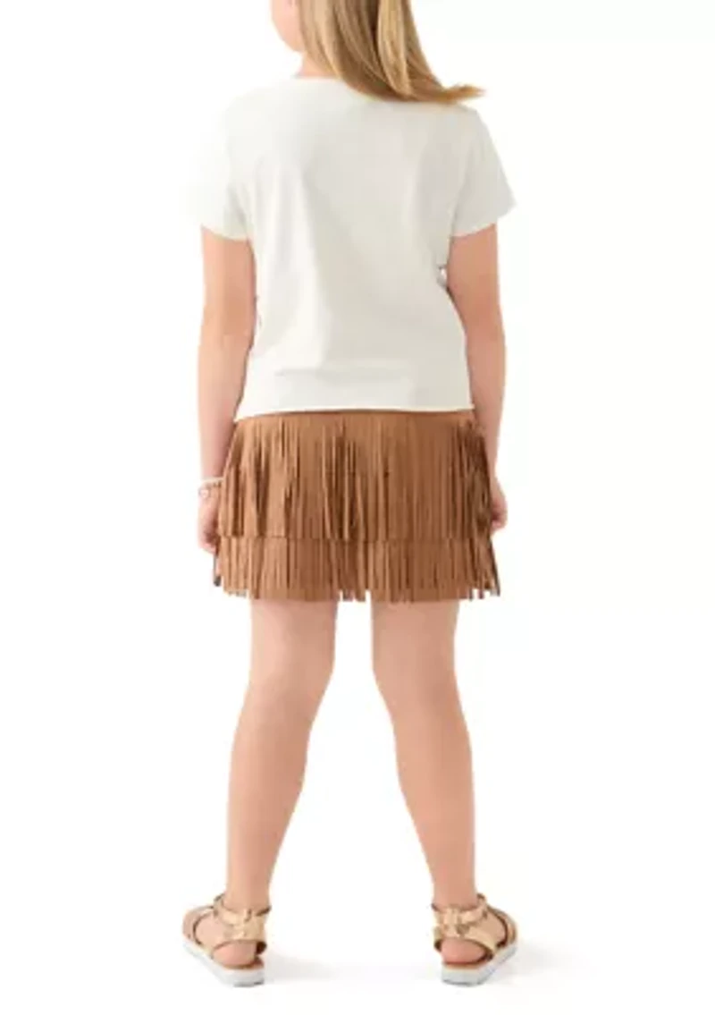 Girls 7-16 Guitar Fringe Skort Set
