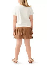 Girls 7-16 Guitar Fringe Skort Set