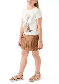 Girls 7-16 Guitar Fringe Skort Set