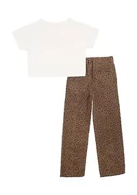Girls 7-16 London Graphic T-Shirt and Printed Pants Set