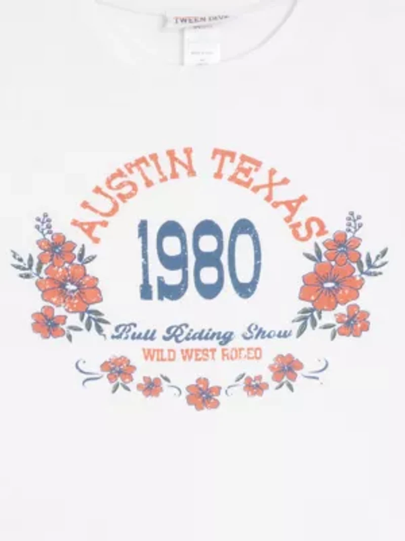 Girls 7-16 Austin Graphic T-Shirt and Tiered Ruffle Skort Set