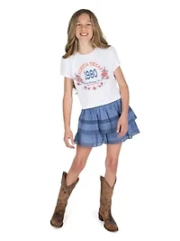 Girls 7-16 Austin Graphic T-Shirt and Tiered Ruffle Skort Set
