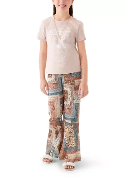 Girls 7-16 2-Piece Free Spirit Patchwork Flare Pants Set
