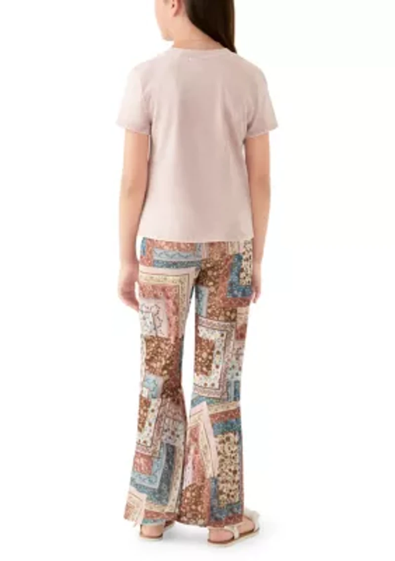 Girls 7-16 2-Piece Free Spirit Patchwork Flare Pants Set
