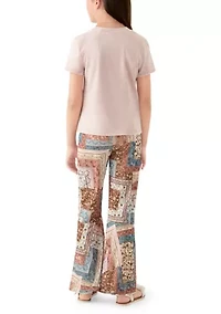 Girls 7-16 2-Piece Free Spirit Patchwork Flare Pants Set