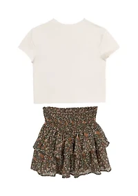 Girls 7-16 Wild and Free Graphic T-Shirt Chiffon Skort Set