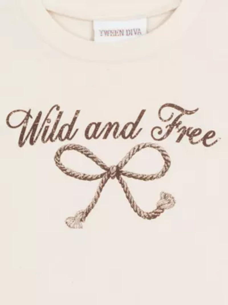 Girls 7-16 Wild and Free Graphic T-Shirt Chiffon Skort Set