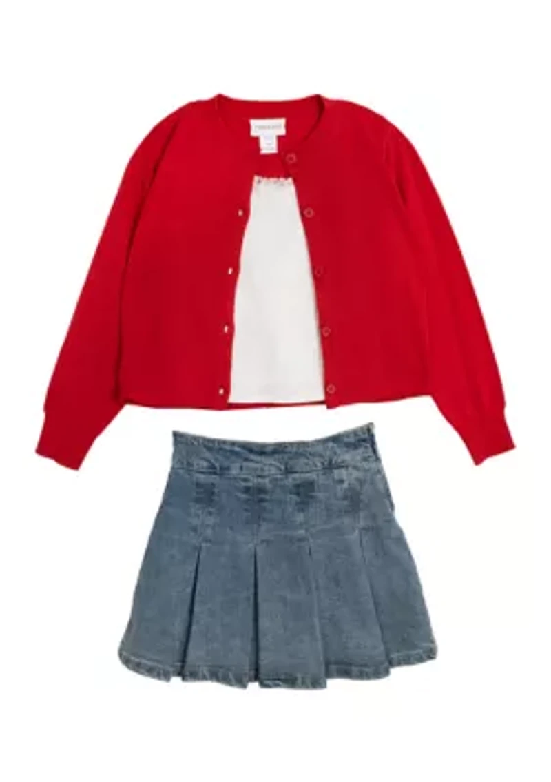 Girls 7-16 Sweater, Tank and Skort Set
