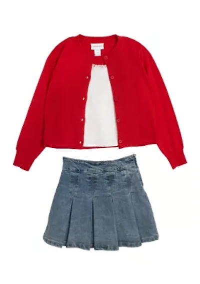Girls 7-16 Sweater, Tank and Skort Set