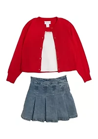 Girls 7-16 Sweater, Tank and Skort Set