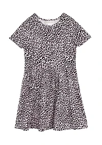 Girls 7-16 Leopard Knit Shirred Waist Dress