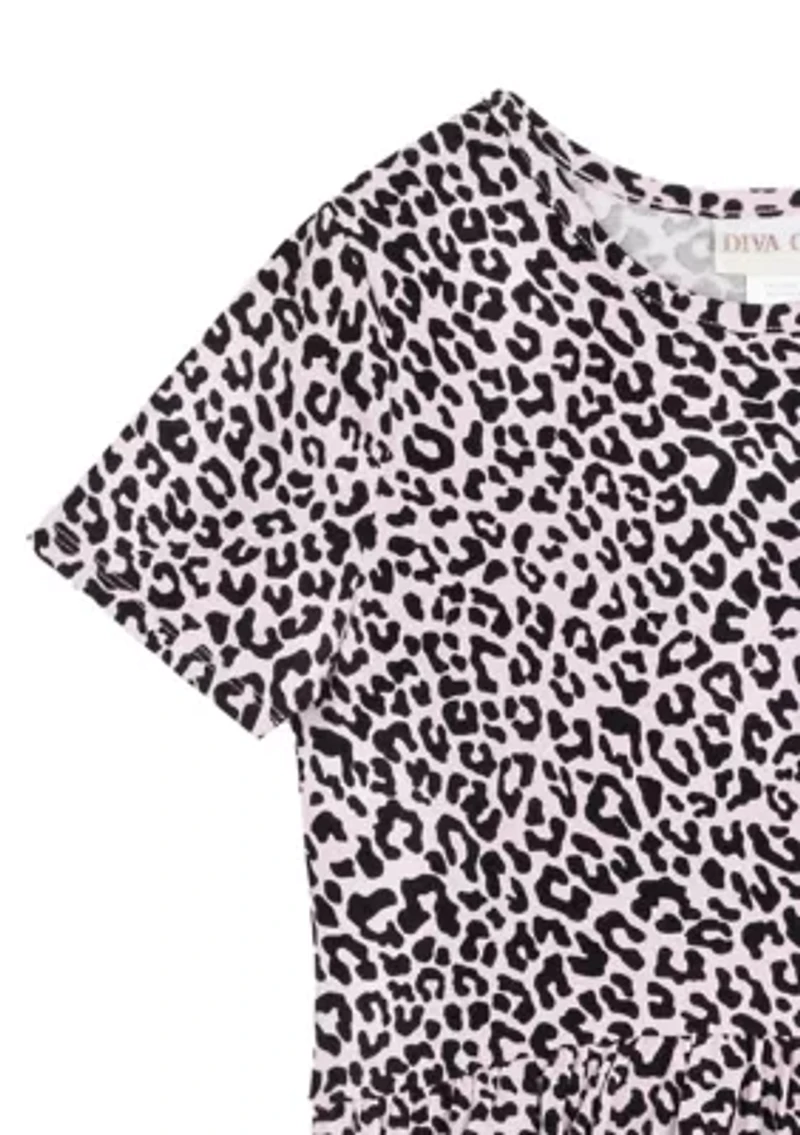 Girls 7-16 Leopard Knit Shirred Waist Dress