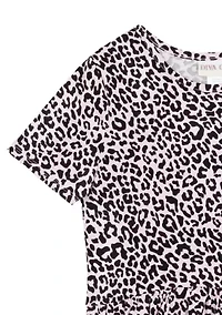 Girls 7-16 Leopard Knit Shirred Waist Dress