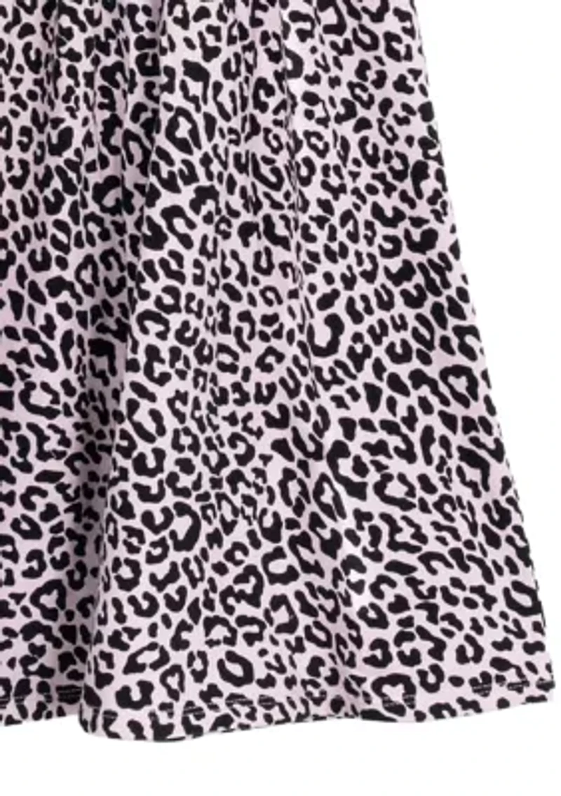 Girls 7-16 Leopard Knit Shirred Waist Dress