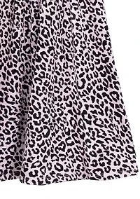 Girls 7-16 Leopard Knit Shirred Waist Dress