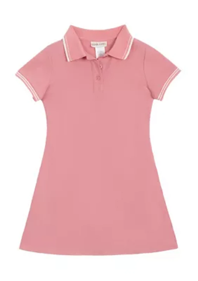 Girls 7-16 Short Sleeve Double Knit Polo Dress
