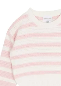 Girls 7-6 Striped Sweater & Bow Jeans Set