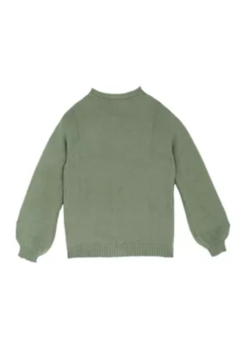 Girls 7-16 3D Flower Knit Cardigan