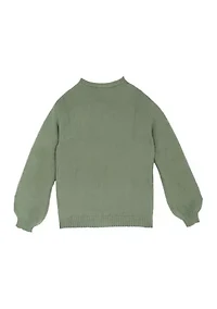 Girls 7-16 3D Flower Knit Cardigan