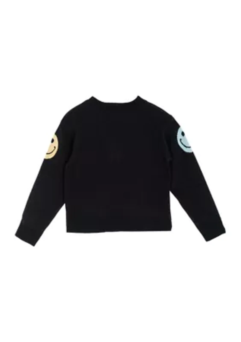 Girls 7-16 Smiley Print Cardigan