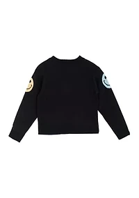 Girls 7-16 Smiley Print Cardigan