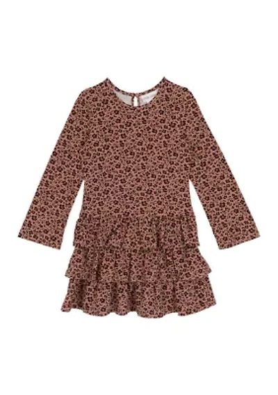 Girls 7-16 Long Sleeve Tiered Printed Dress