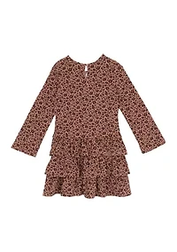 Girls 7-16 Long Sleeve Tiered Printed Dress