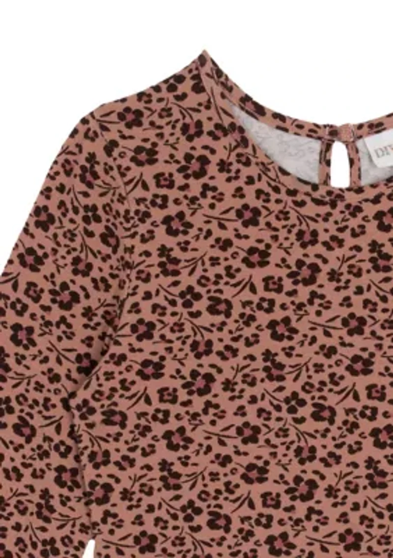 Girls 7-16 Long Sleeve Tiered Printed Dress
