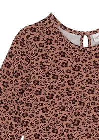 Girls 7-16 Long Sleeve Tiered Printed Dress
