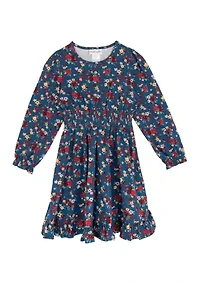 Girls 7-16 Long Sleeve Smock Waist Dress