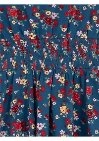 Girls 7-16 Long Sleeve Smock Waist Dress